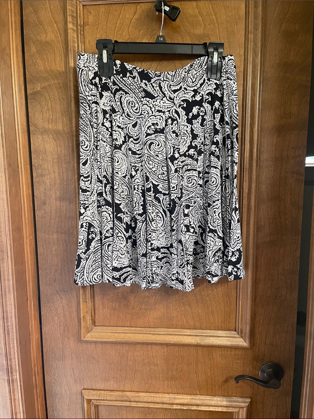 INC International Concepts Black and White Paisley Skater Skirt